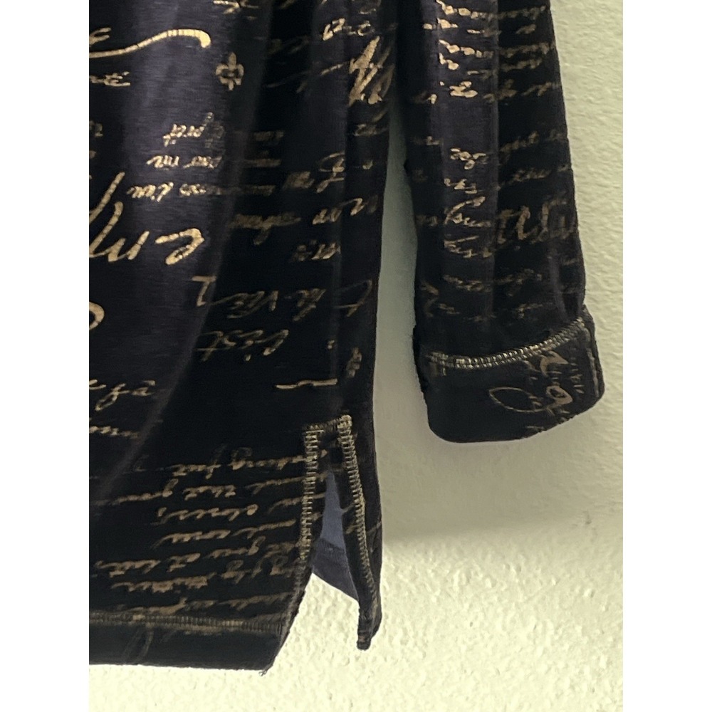 Carole Little Vintage Velvet Script Long Sleeve Button Down Shirt Size S - Picture 4 of 8